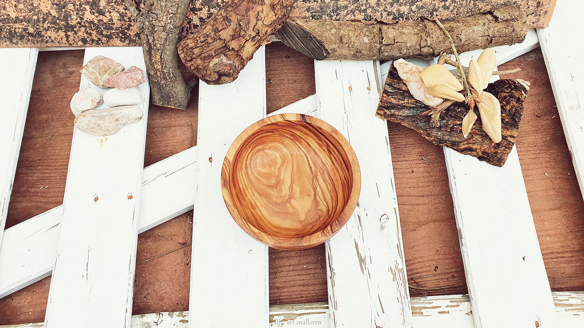 Salad Bowl Olive Wood custom set 4, Custom small bowl wedding gift, Breakfast Bowl, Cereal Bowl, Wooden Fruit Bowl, Bowl ndividual Salads