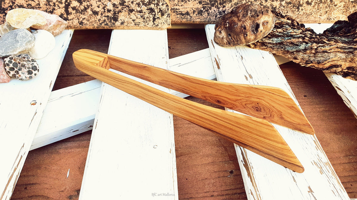 Olive Wood Salad Tongs, Beaded Dessert Servers, BfCart