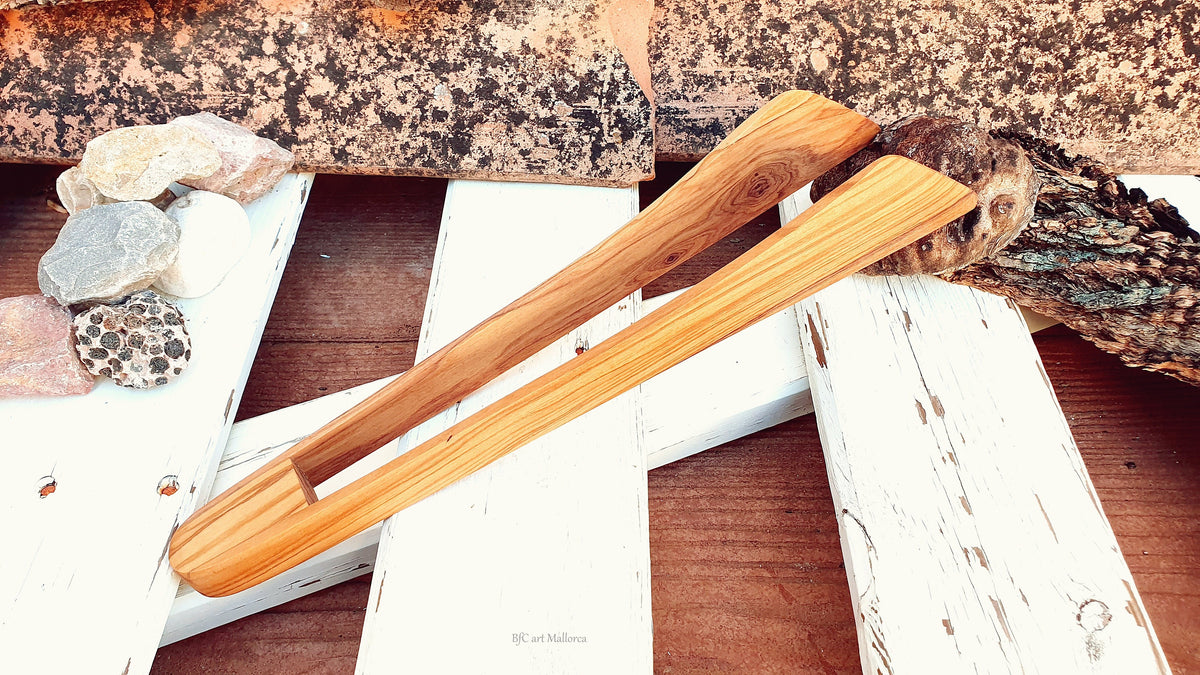Olive Wood Salad Tongs, Beaded Dessert Servers, BfCart