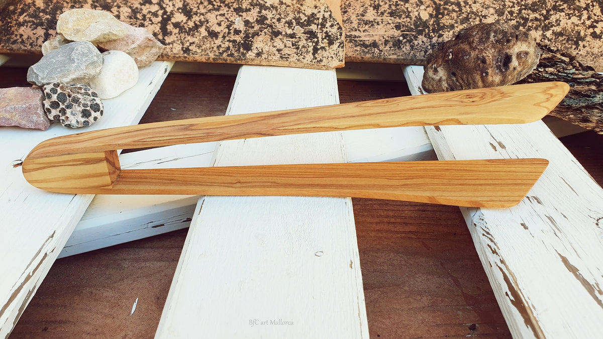 Olive Wood Salad Tongs, Beaded Dessert Servers, BfCart