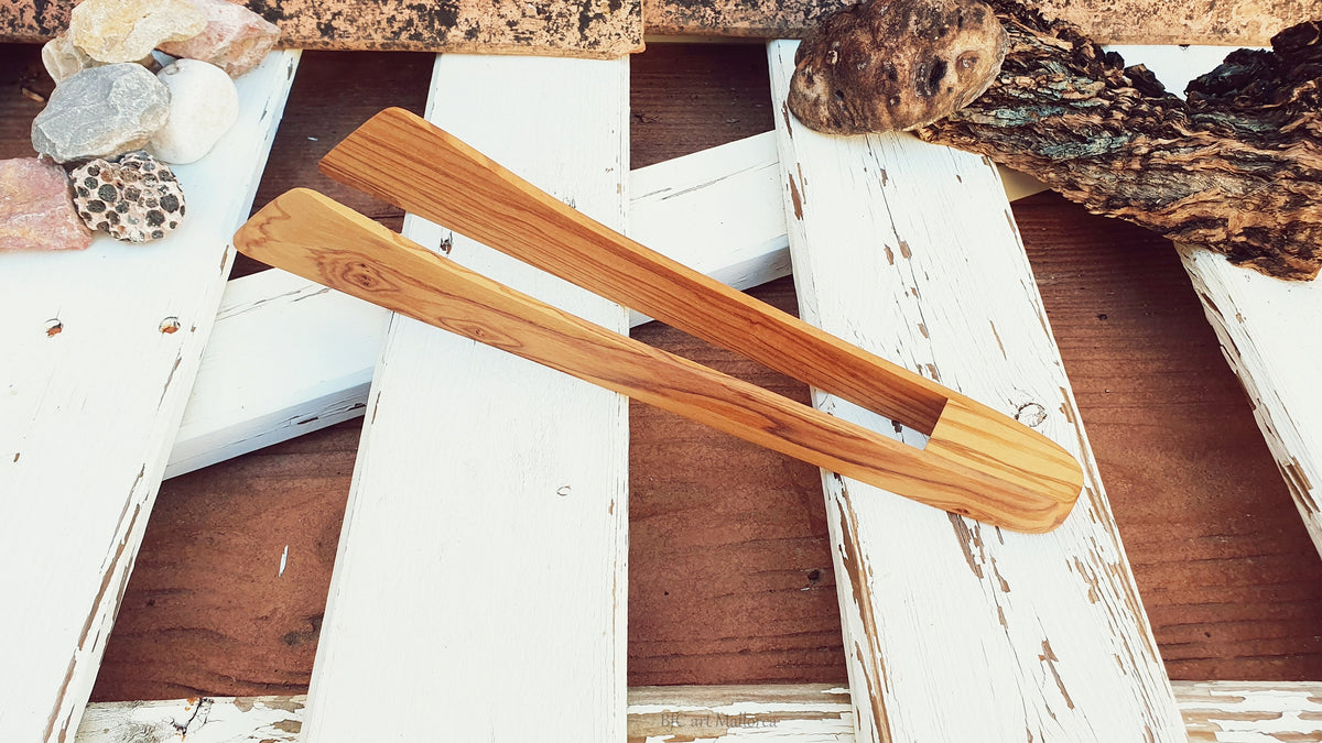 Olive Wood Salad Tongs, Beaded Dessert Servers, BfCart