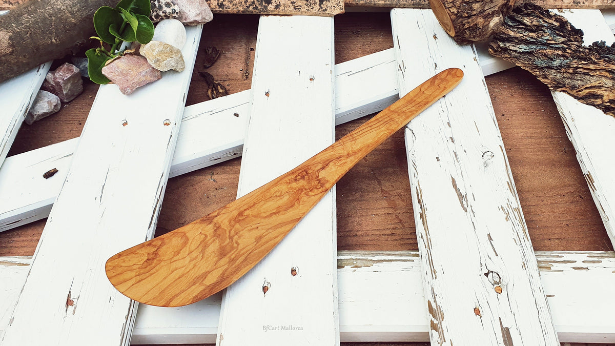 Olive Wood Wok Spatula, Stir Fry Paddle, Wooden Serving Tool