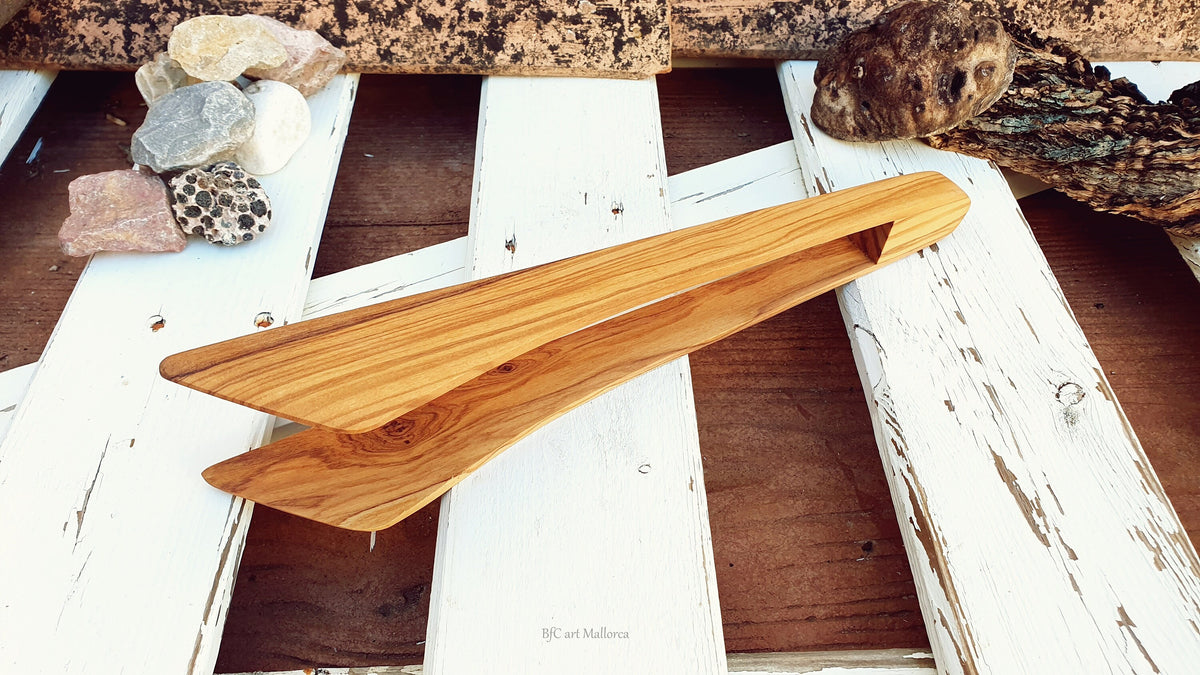 Olive Wood Salad Tongs, Beaded Dessert Servers, BfCart