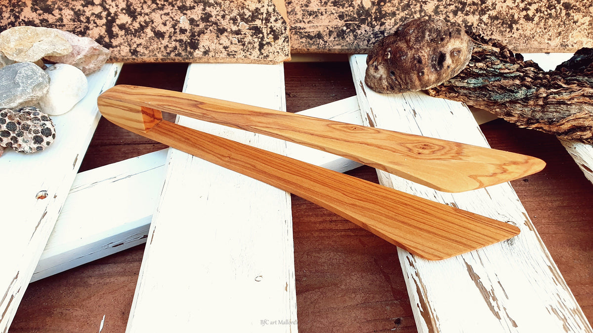 Olive Wood Salad Tongs, Beaded Dessert Servers, BfCart