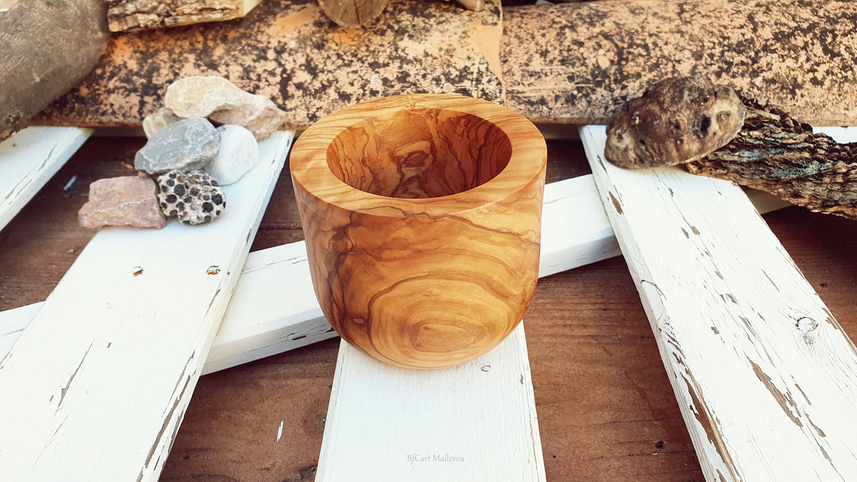 Olive Wood Pencil Cup, Desk Organizer, Handmade in Mallorca