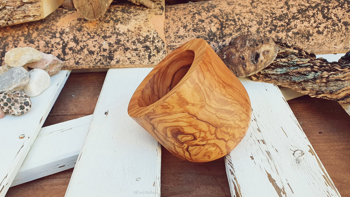 Olive Wood Pencil Cup, Desk Organizer, Handmade in Mallorca