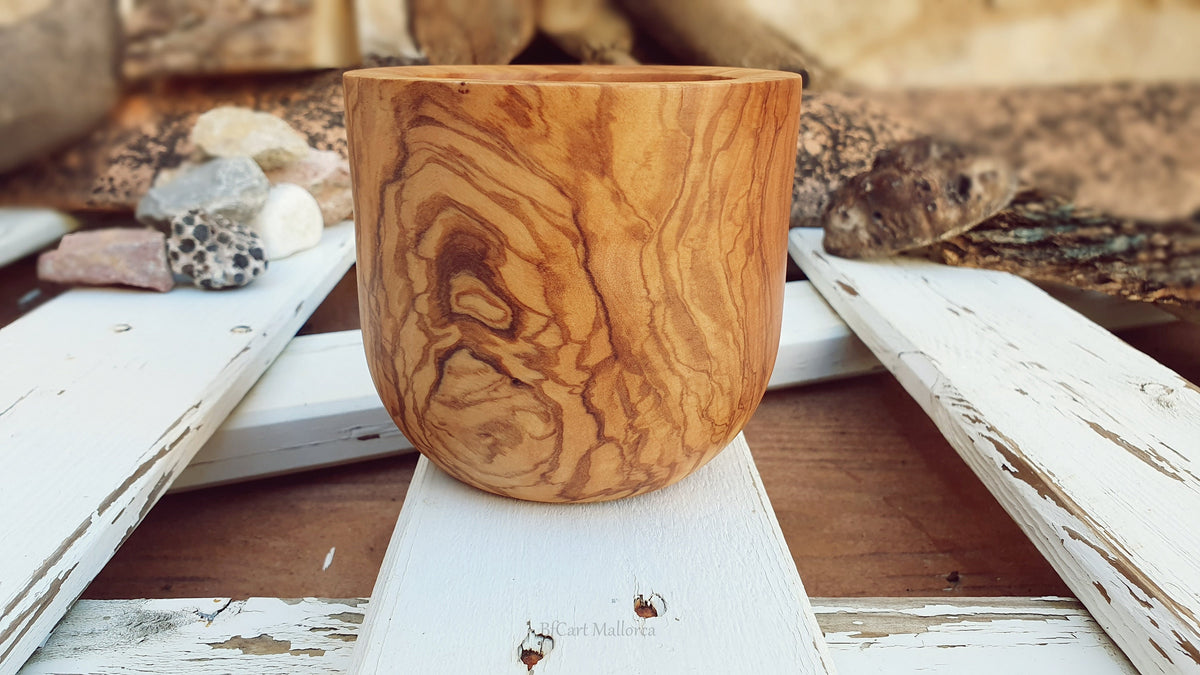 Olive Wood Pencil Cup, Desk Organizer, Handmade in Mallorca