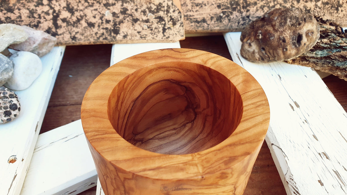 Olive Wood Pencil Cup, Desk Organizer, Handmade in Mallorca