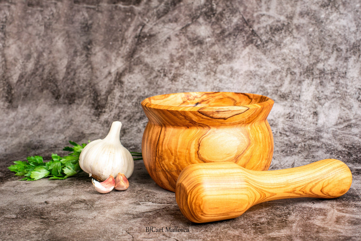 Handcrafted Olive Wood Mortar and Pestle: Rustic Spice Grinder