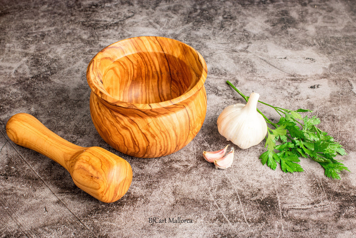Handcrafted Olive Wood Mortar and Pestle: Rustic Spice Grinder