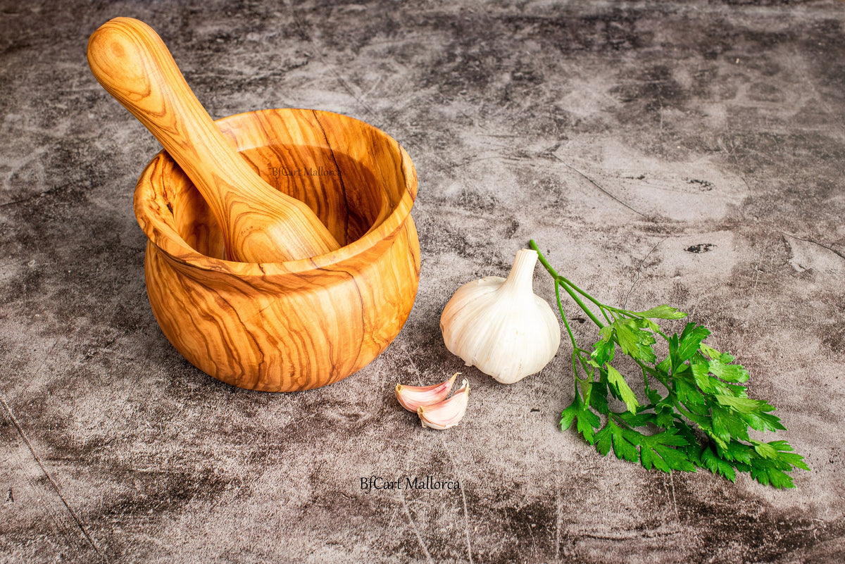Handcrafted Olive Wood Mortar and Pestle: Rustic Spice Grinder
