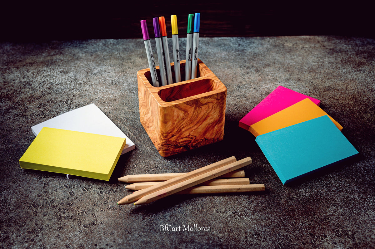 Custom Olive Wood Pencil Holder: Personalized Desk Organizer