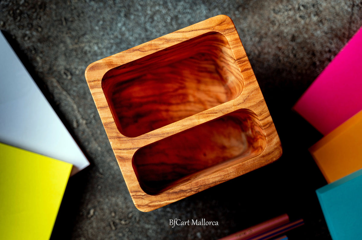 Custom Olive Wood Pencil Holder: Personalized Desk Organizer