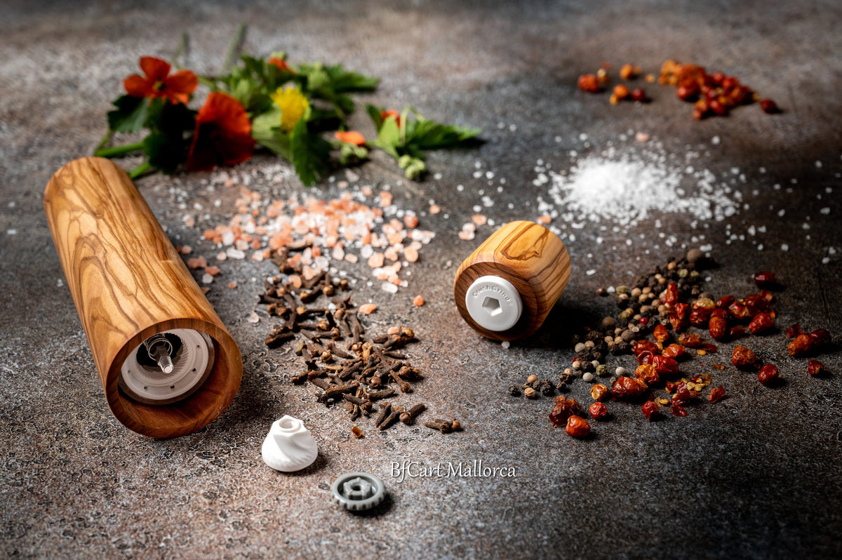 Handcrafted Olive Wood Pepper Mill with Adjustable Ceramic Grinder