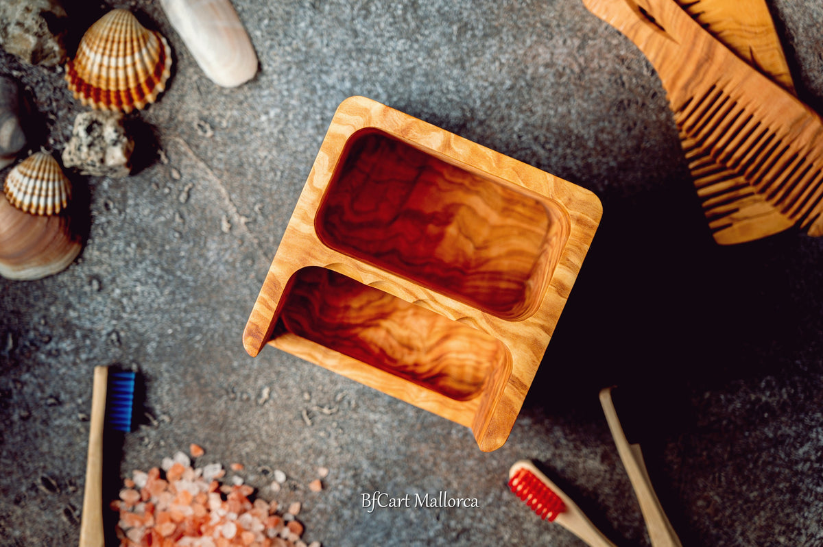 Custom Olive Wood Toothbrush Holder, Family Gift