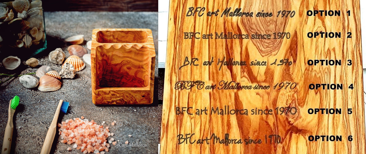 Custom Olive Wood Toothbrush Holder, Family Gift