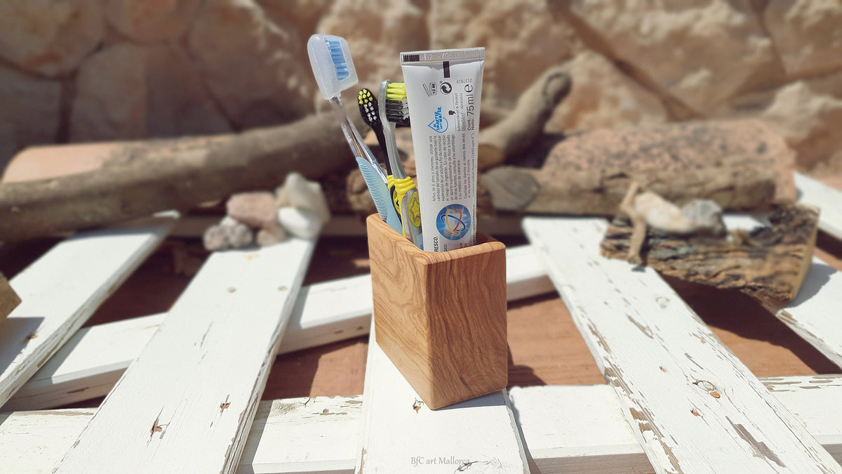 Toothbrush Cup, Toothbrush Holder, Wooden Toothbrush Cup, Toothbrush and Toothpaste Cup, Cup for Toothbrushes, Bathroom Cup, Eco Toothbrush