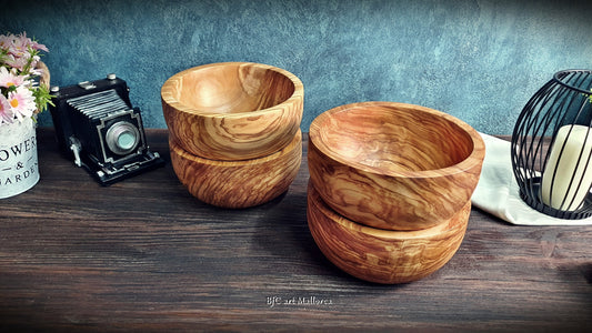 Cereal and Fruit Breakfast Bowls of Olive Wood , Handmade Kitchen Bowl Set for Desserts