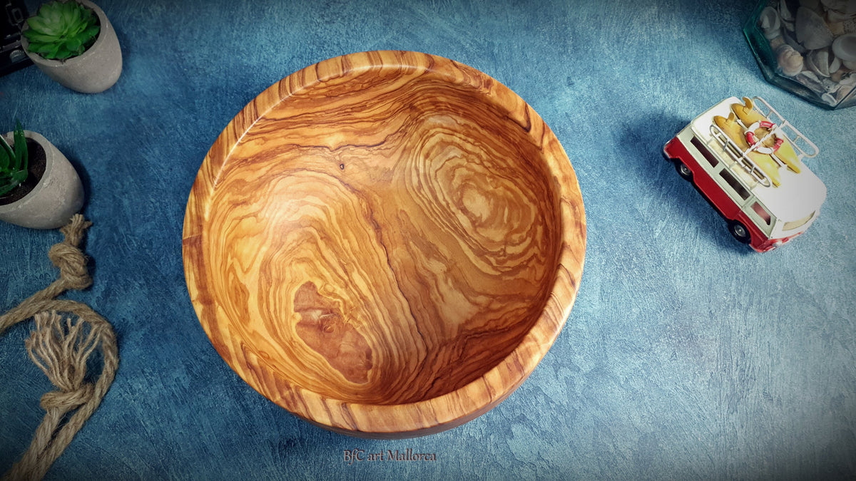 Handcrafted Olive Wood Salad Bowl Set with Spoon and Fork