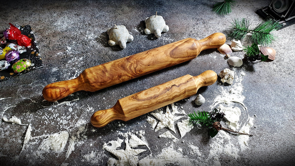 Handcrafted Olive Wood Rolling Pin Set, Traditional Kitchen Decor