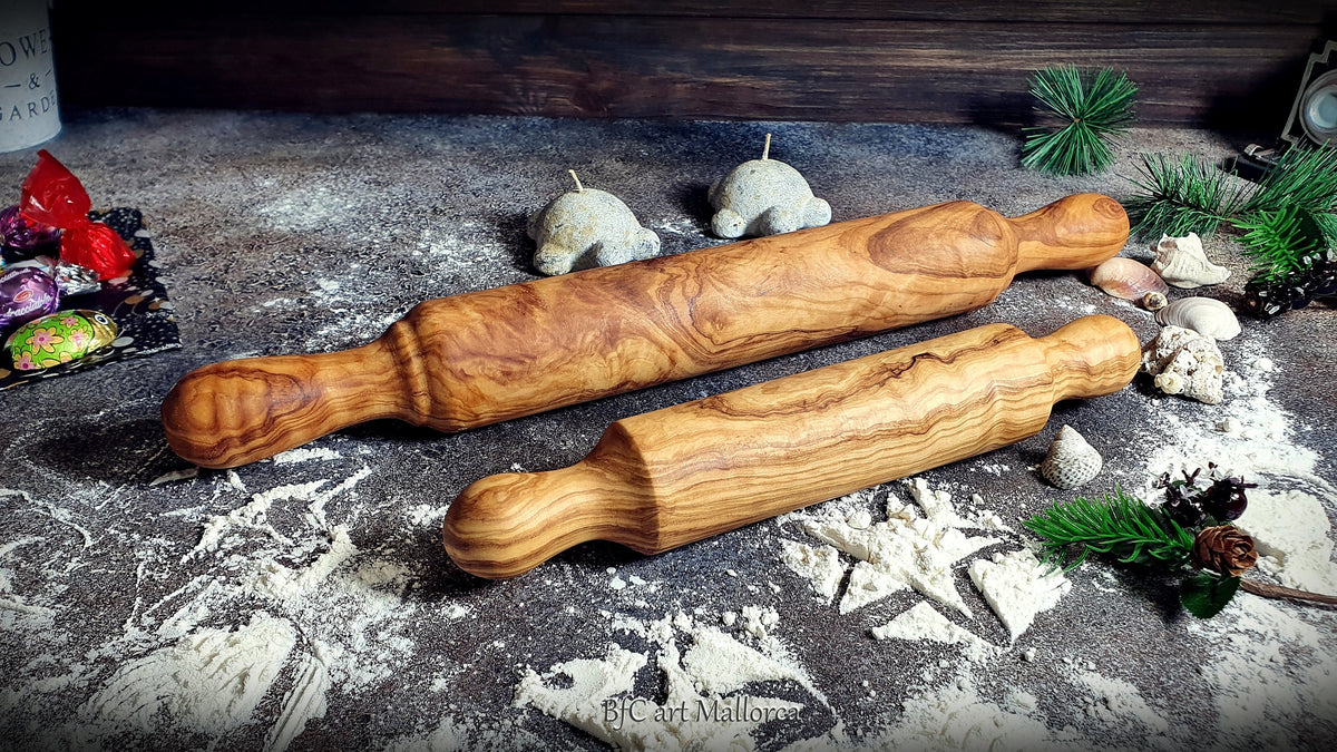 Handcrafted Olive Wood Rolling Pin Set, Traditional Kitchen Decor