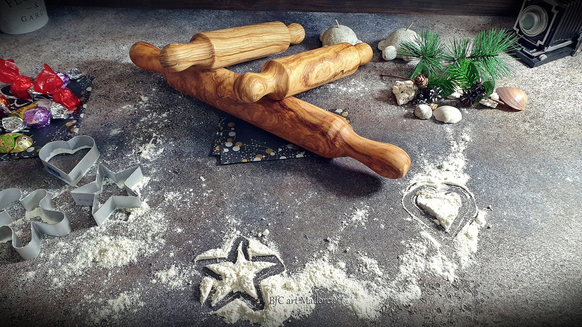 Olive Wood Rolling Pin Set, Adult & Children's Size