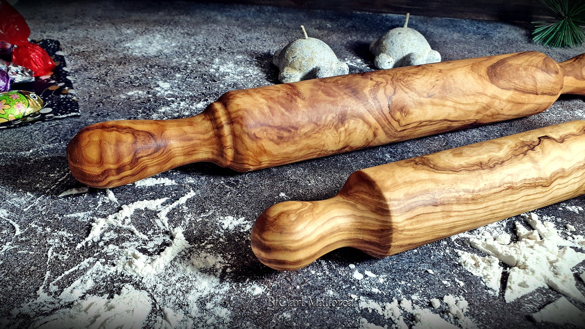 Handcrafted Olive Wood Rolling Pin Set, Traditional Kitchen Decor