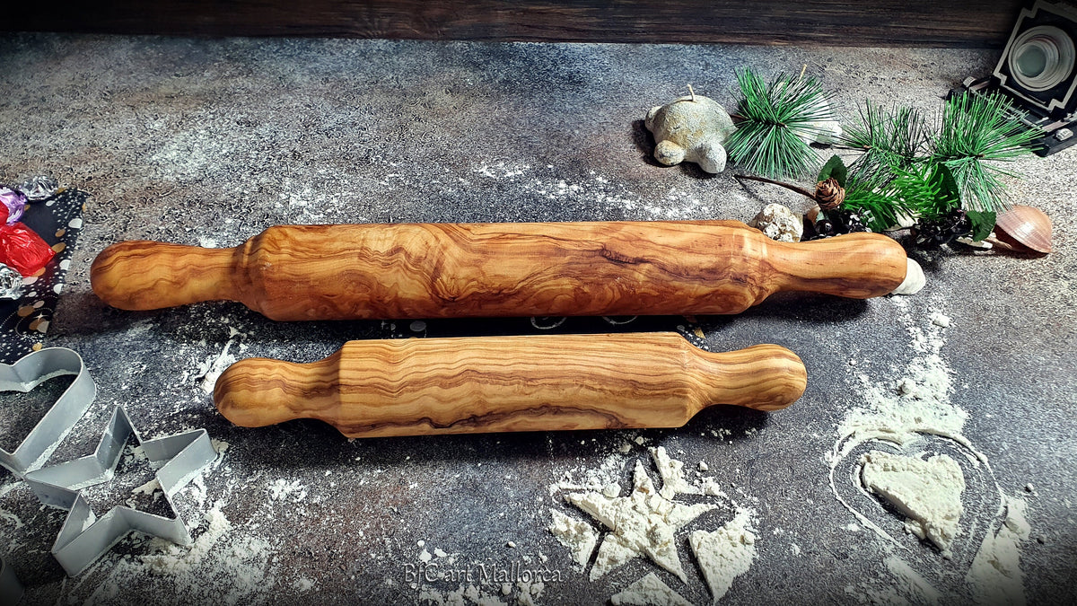 Handcrafted Olive Wood Rolling Pin Set, Traditional Kitchen Decor