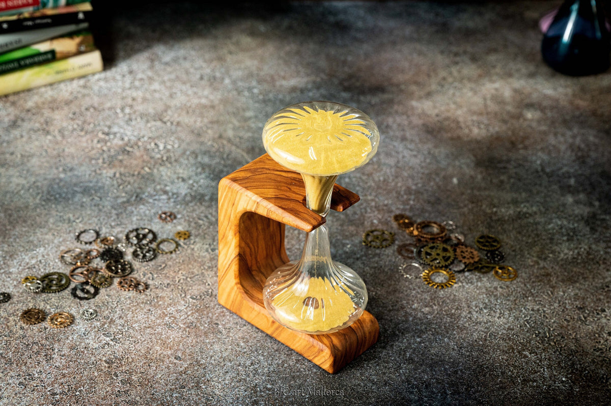 Personalized Olive Wood Hourglass: 10 Min Sand Clock, Handmade