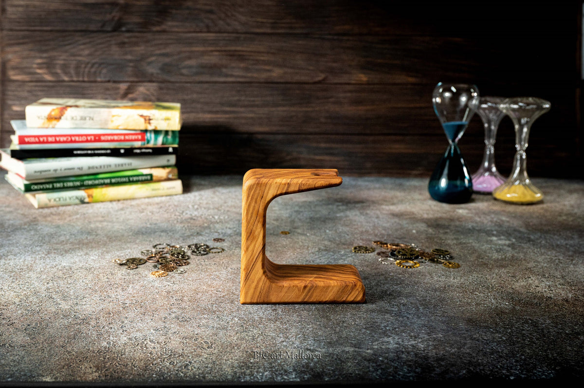 Decorative hourglass holder 15 min olive wood Customizable, sand hourglass timer, minute sand timer