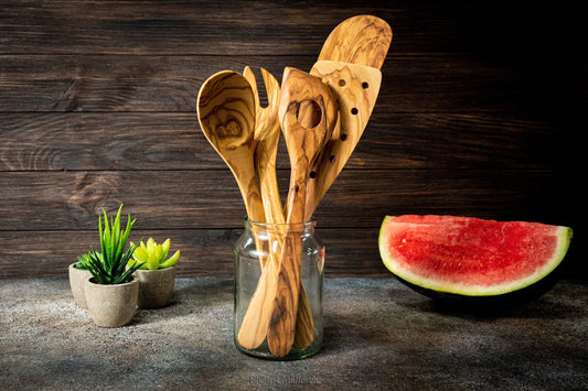 Handmade Olive Wood Kitchen Utensil Set, Mallorca Spain
