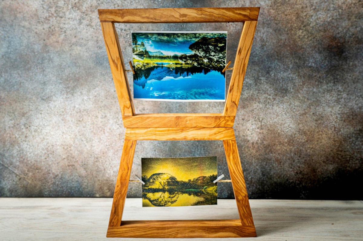 Personalized Olive Wood Photo Frames Set of 2, Rustic Wedding Gift, Anniversary Gift for Couple, Handmade Memory Frames
