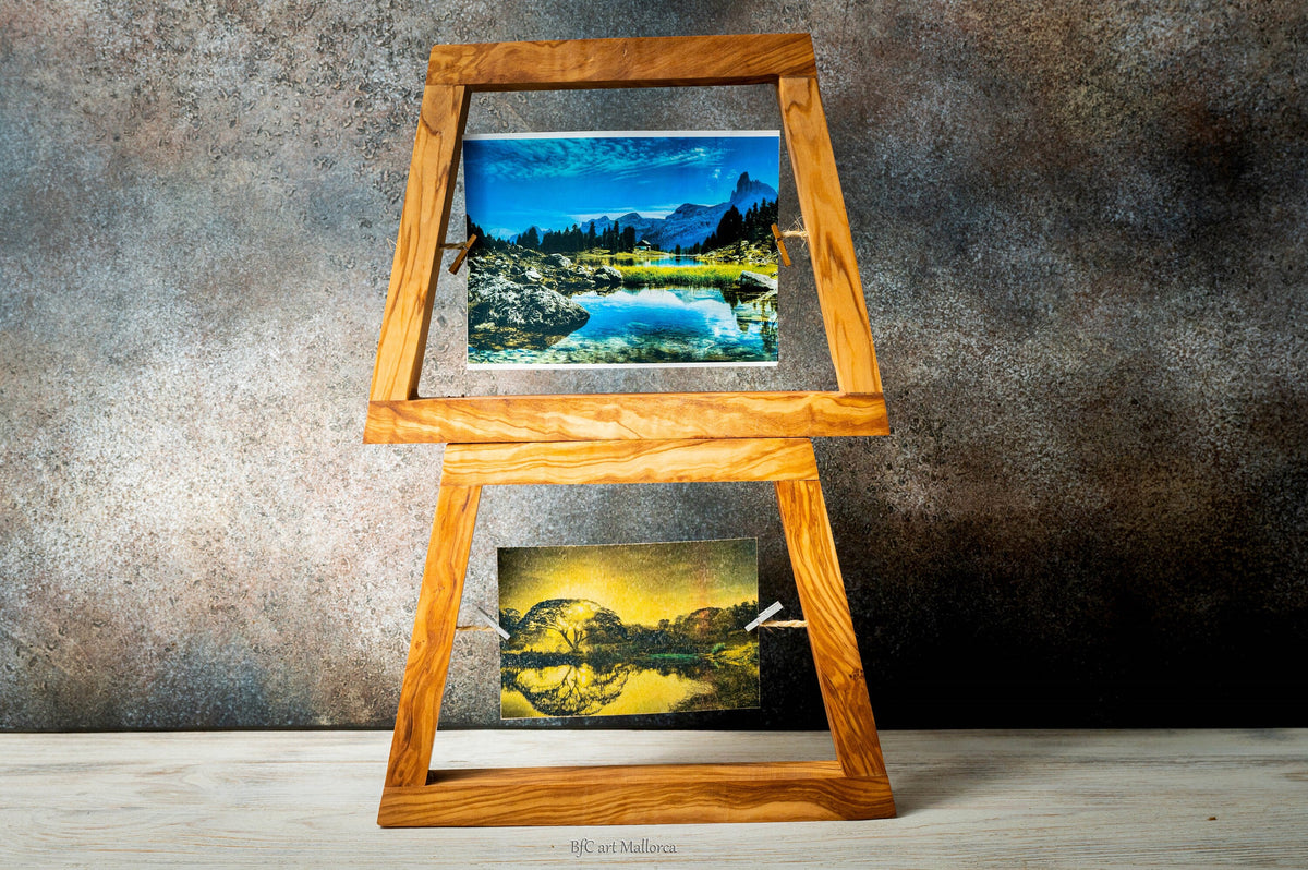 Personalized Olive Wood Photo Frames Set of 2, Rustic Wedding Gift, Anniversary Gift for Couple, Handmade Memory Frames