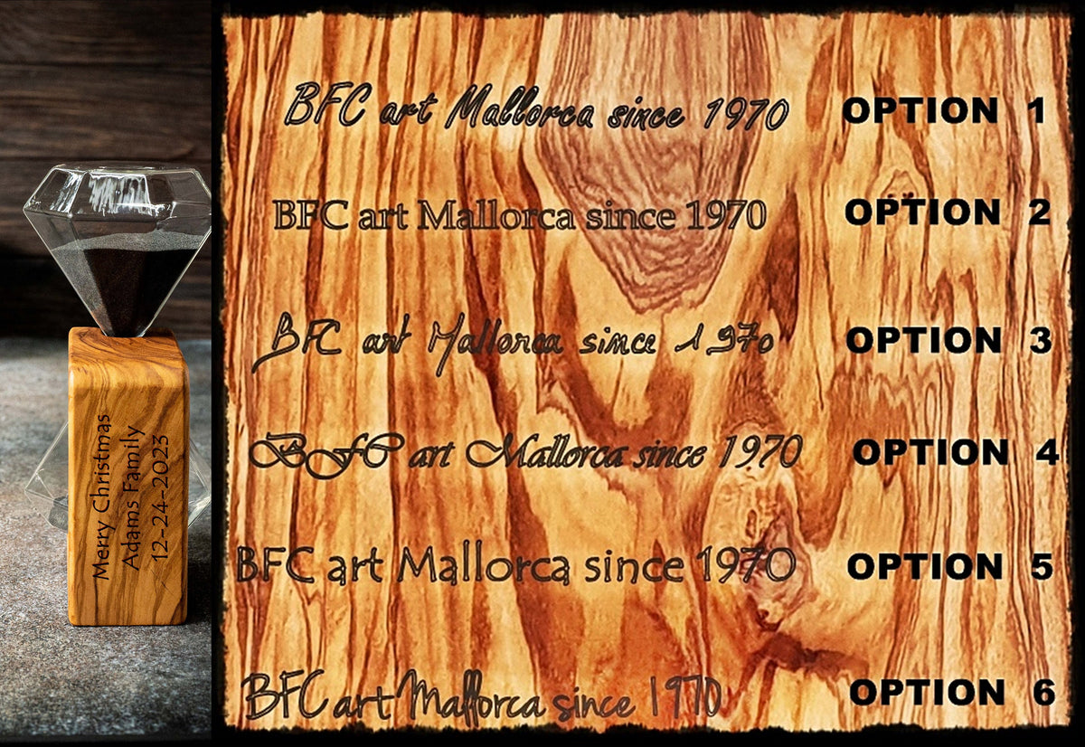 Customizable Hourglass original design with an olive wood support of 15 min, Hourglass sand timer Unique , sand timer art