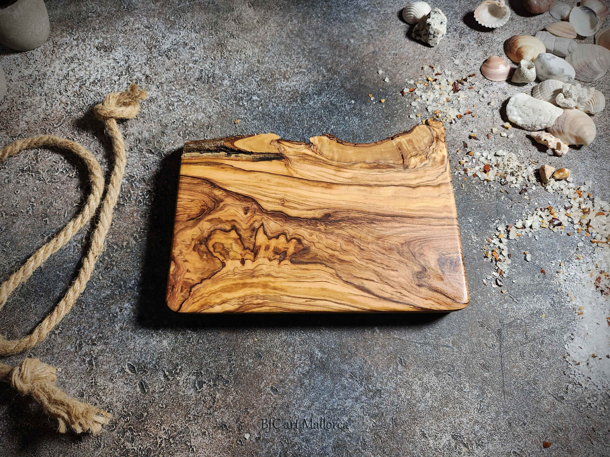 Rustic Olive Wood Tray, Small Serving Tray for Snacks