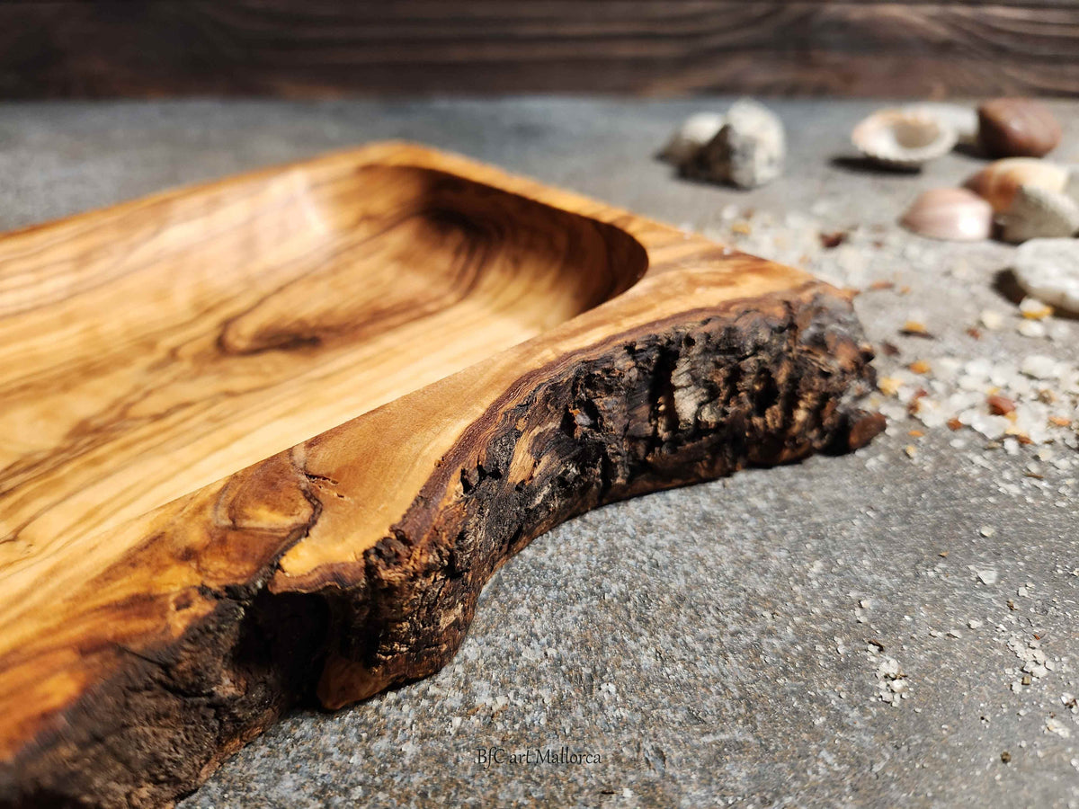 Rustic Olive Wood Tray, Small Serving Tray for Snacks