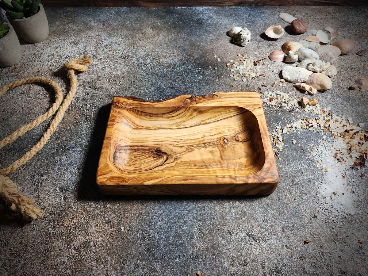 Rustic Olive Wood Tray, Small Serving Tray for Snacks