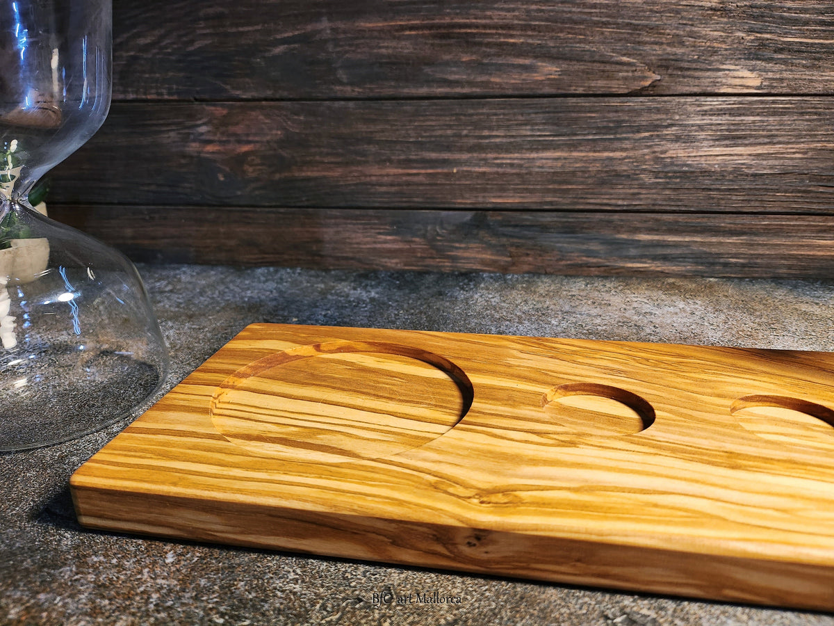 Rustic Wedding Unity Sand Set – Personalized Olive Wood Base, Hourglass & Vases