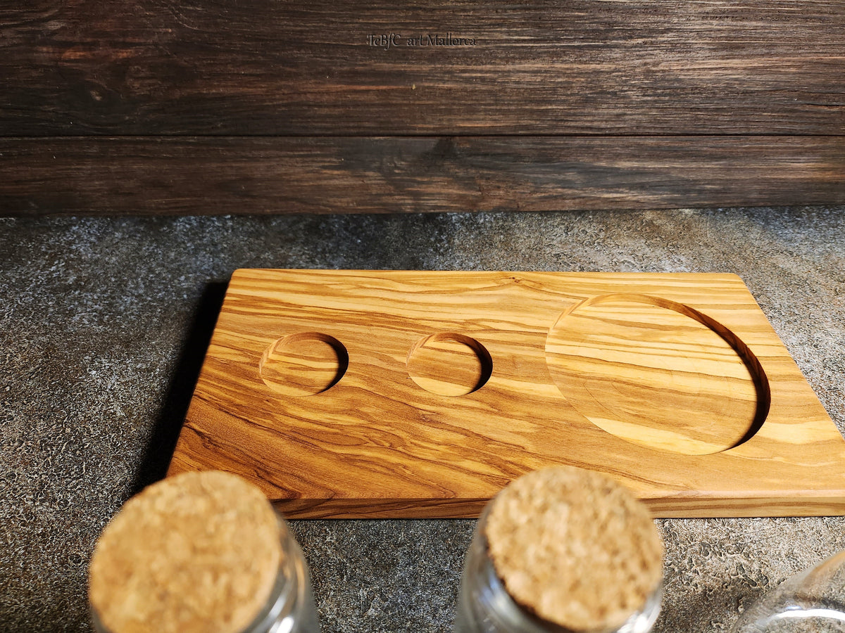 Rustic Wedding Unity Sand Set – Personalized Olive Wood Base, Hourglass & Vases