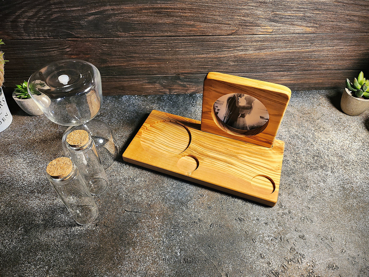Olive Wood Unity Sand Set, Hourglass, Photo Frame, Wedding Ceremony