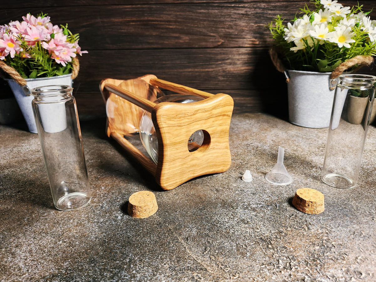 Olive Wood Unity Sand Ceremony Set, Hourglass, Wedding Decor