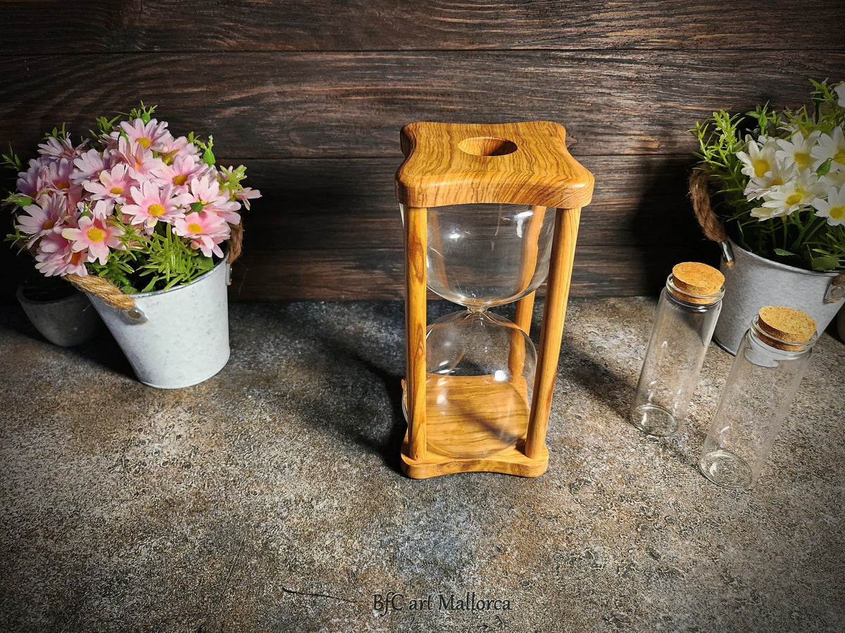 Olive Wood Unity Sand Ceremony Set, Hourglass, Wedding Decor