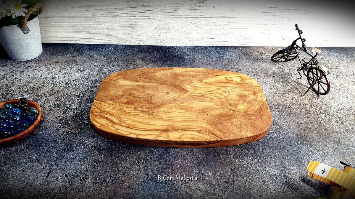 Olive Wood Bread Board with Crumb Tray | Handcrafted Artisan Cutting Board