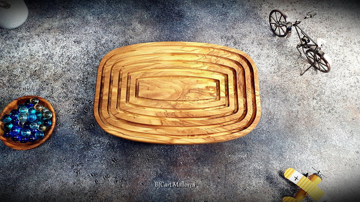 Olive Wood Bread Board with Crumb Tray | Handcrafted Artisan Cutting Board