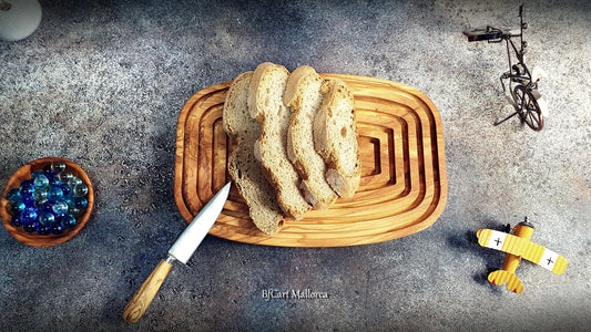 Olive Wood Bread Board with Crumb Tray | Handcrafted Artisan Cutting Board