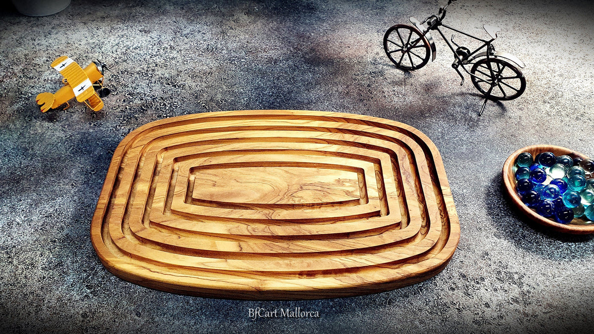 Olive Wood Bread Board with Crumb Tray | Handcrafted Artisan Cutting Board