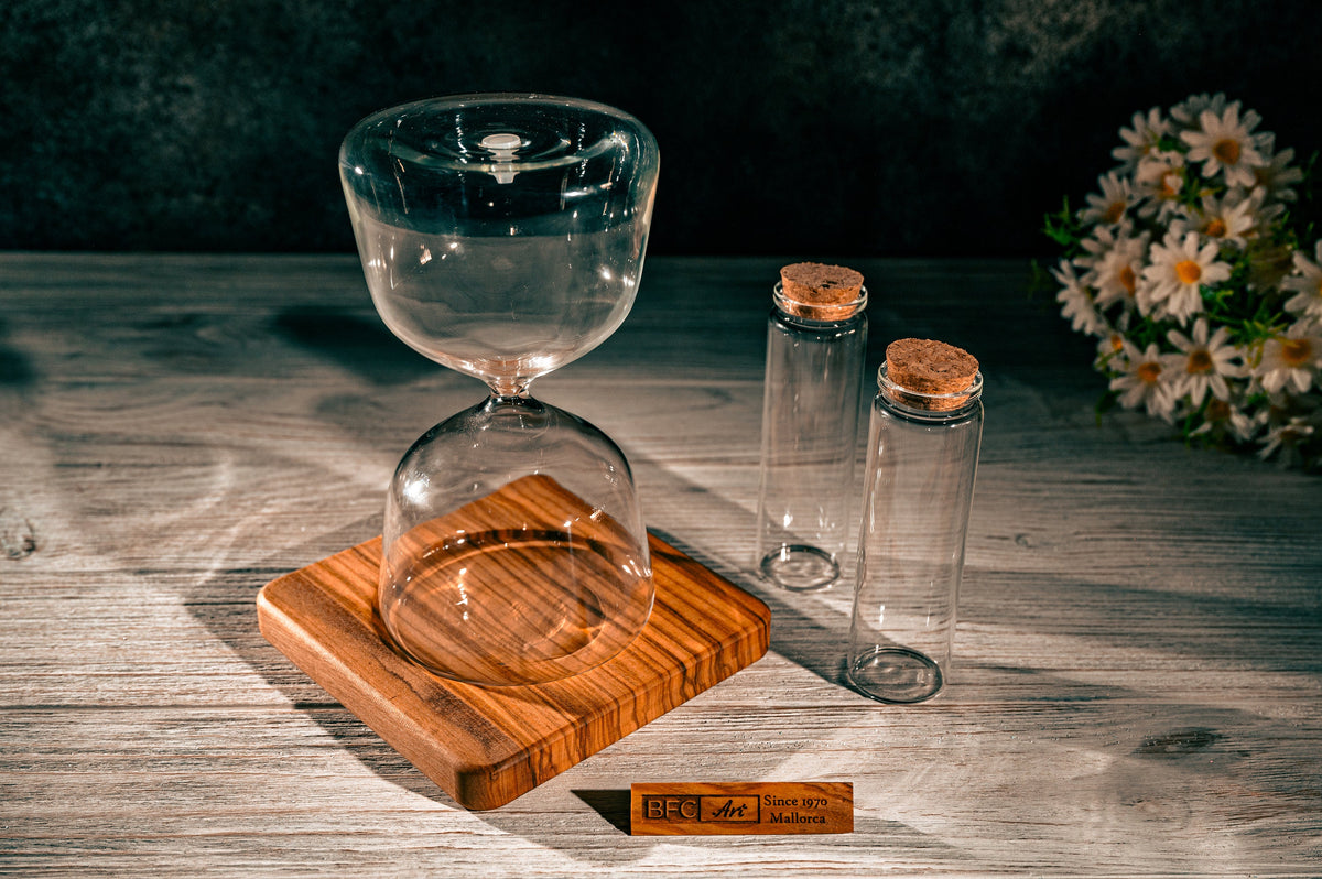 Handmade Olive Wood Wedding Unity Hourglass Set: Sand Ceremony Keepsake