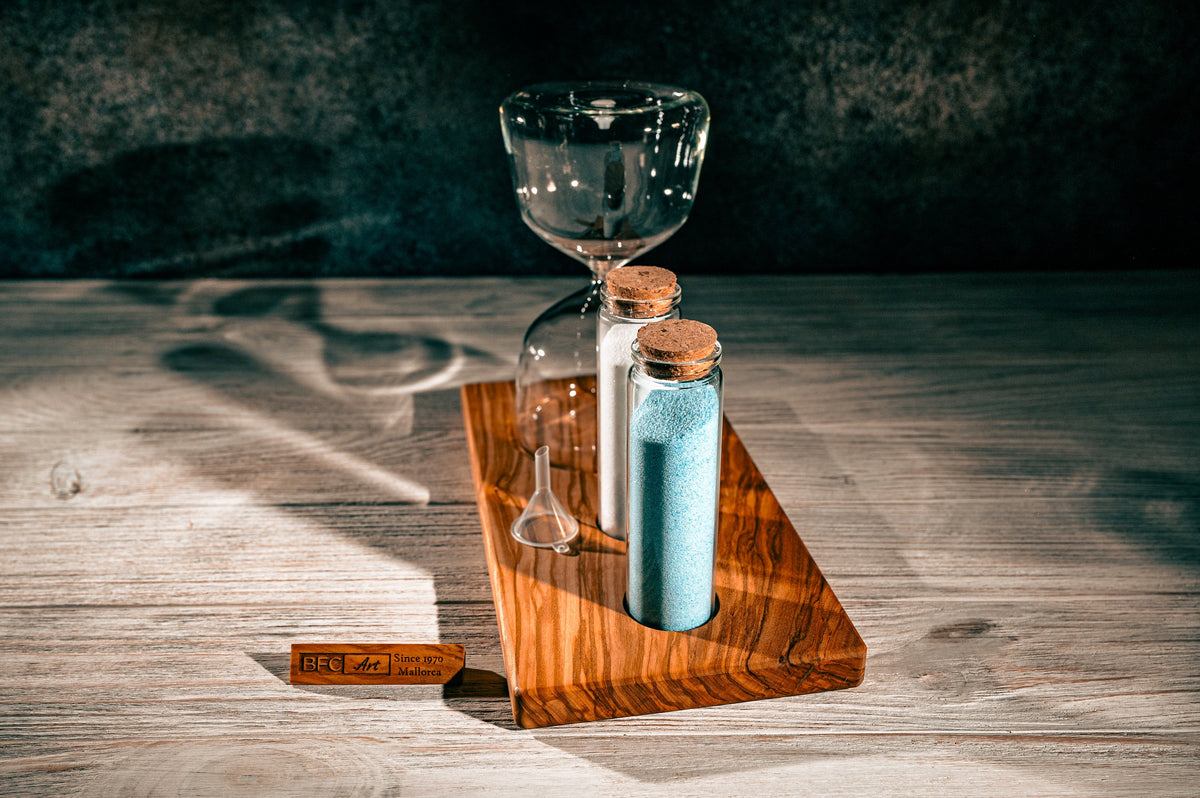 Handmade Olive Wood Hourglass – Wedding Unity Sand Ceremony Set