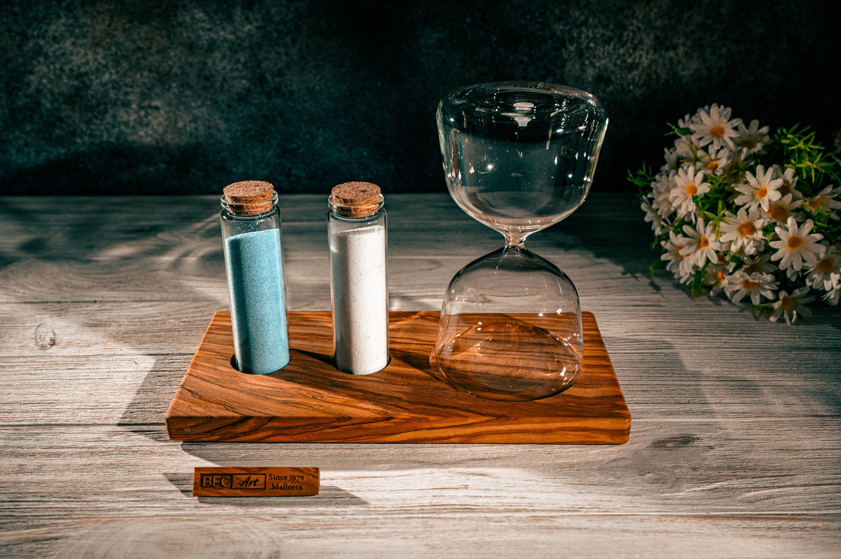 Handmade Olive Wood Hourglass – Wedding Unity Sand Ceremony Set