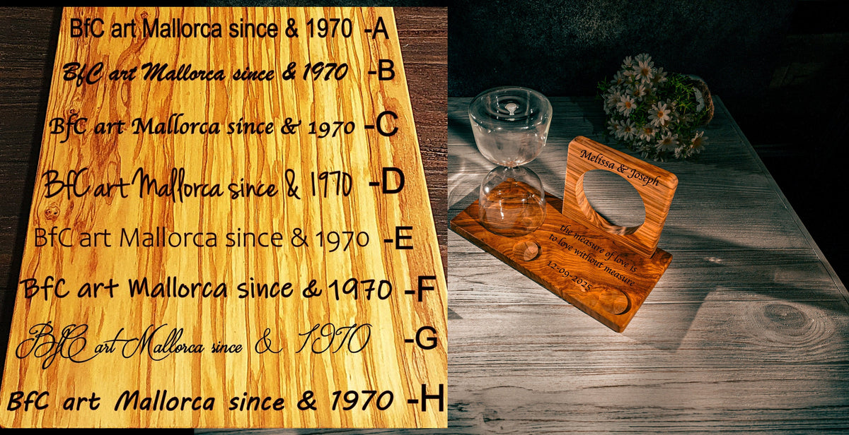 Handmade Olive Wood Wedding Hourglass – Unity Sand Ceremony Set with Photo Frame